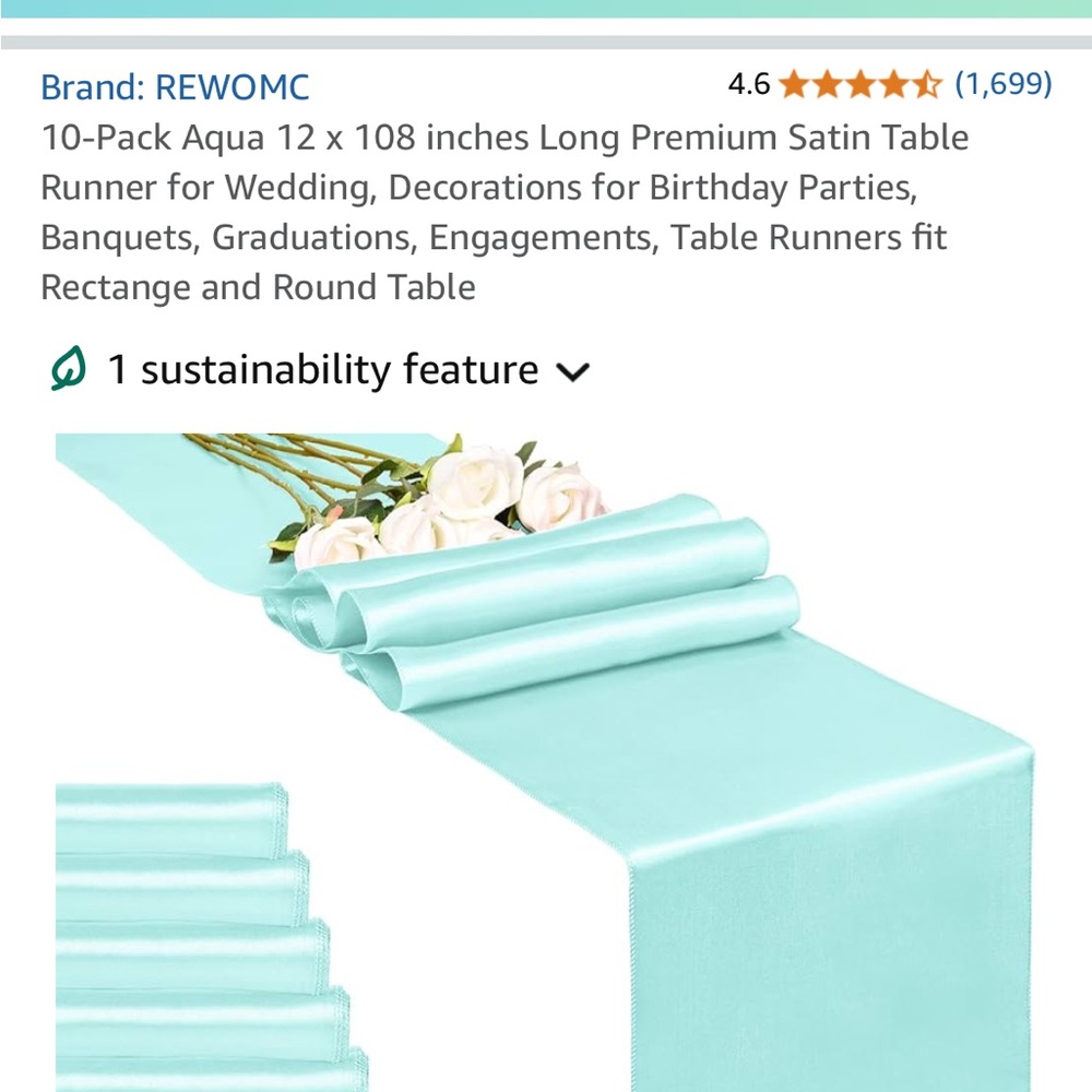 Aqua Satin Table Runner